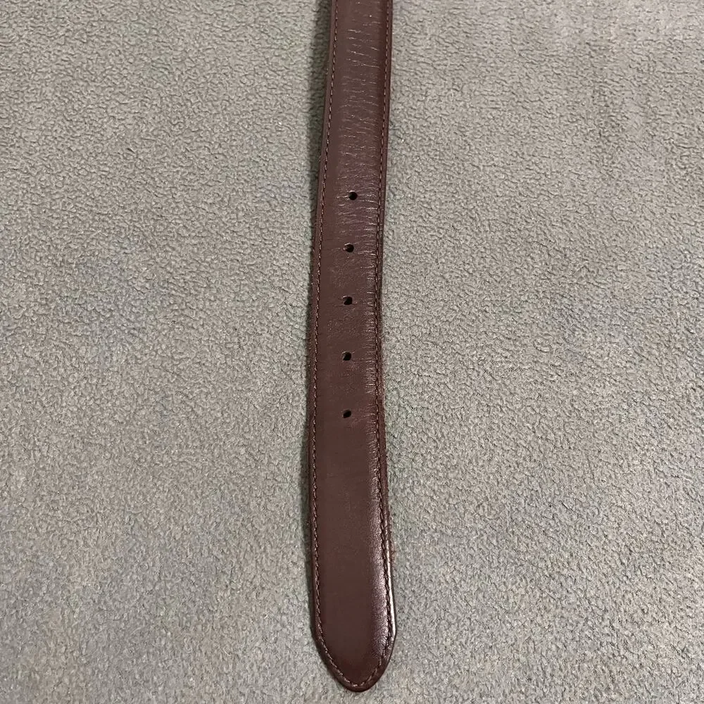 L.L. Bean Mens Leather Belt Size 30 Brown Minimalist Made in USA Brass Buckle